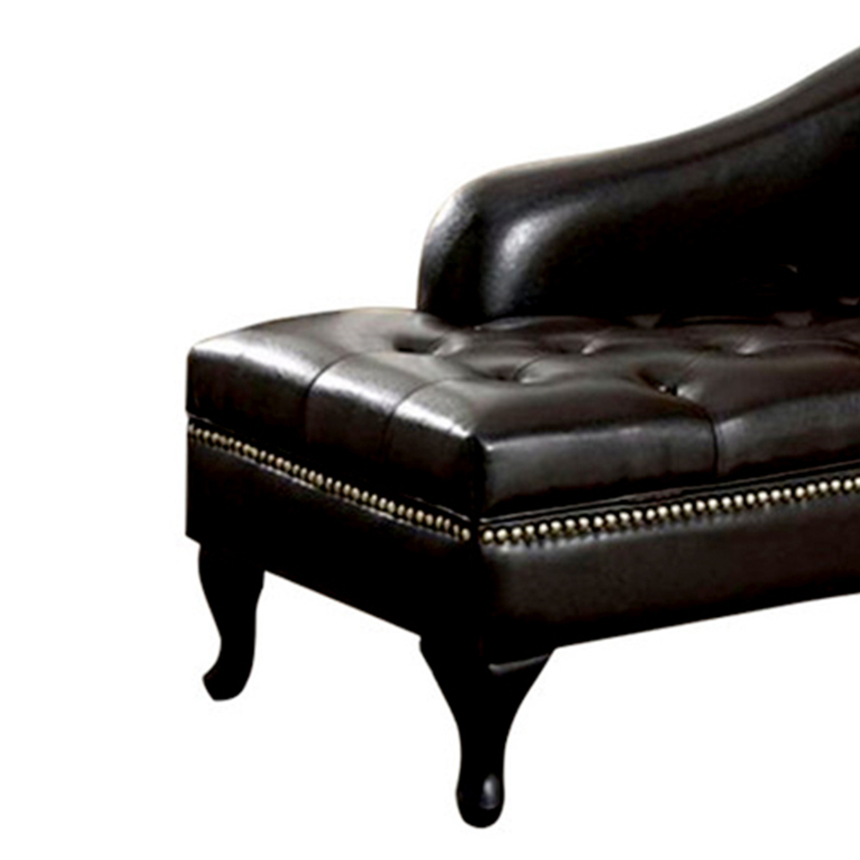 Glorious Contemporary Leatherette Storage Chaise, Black- Saltoro Sherpi