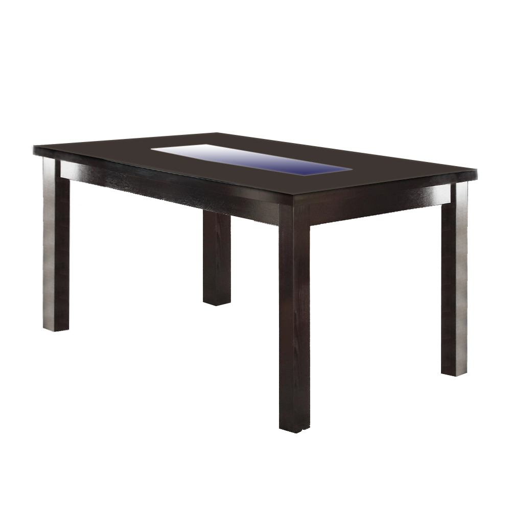 Wooden Dining Table With Tempered Glass Top, Brown- Saltoro Sherpi