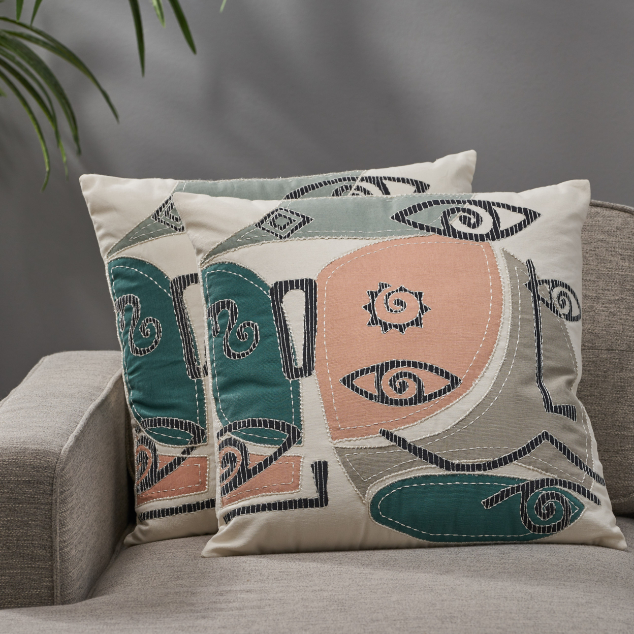 Belize Modern Cotton Pillow Cover - Set Of 2