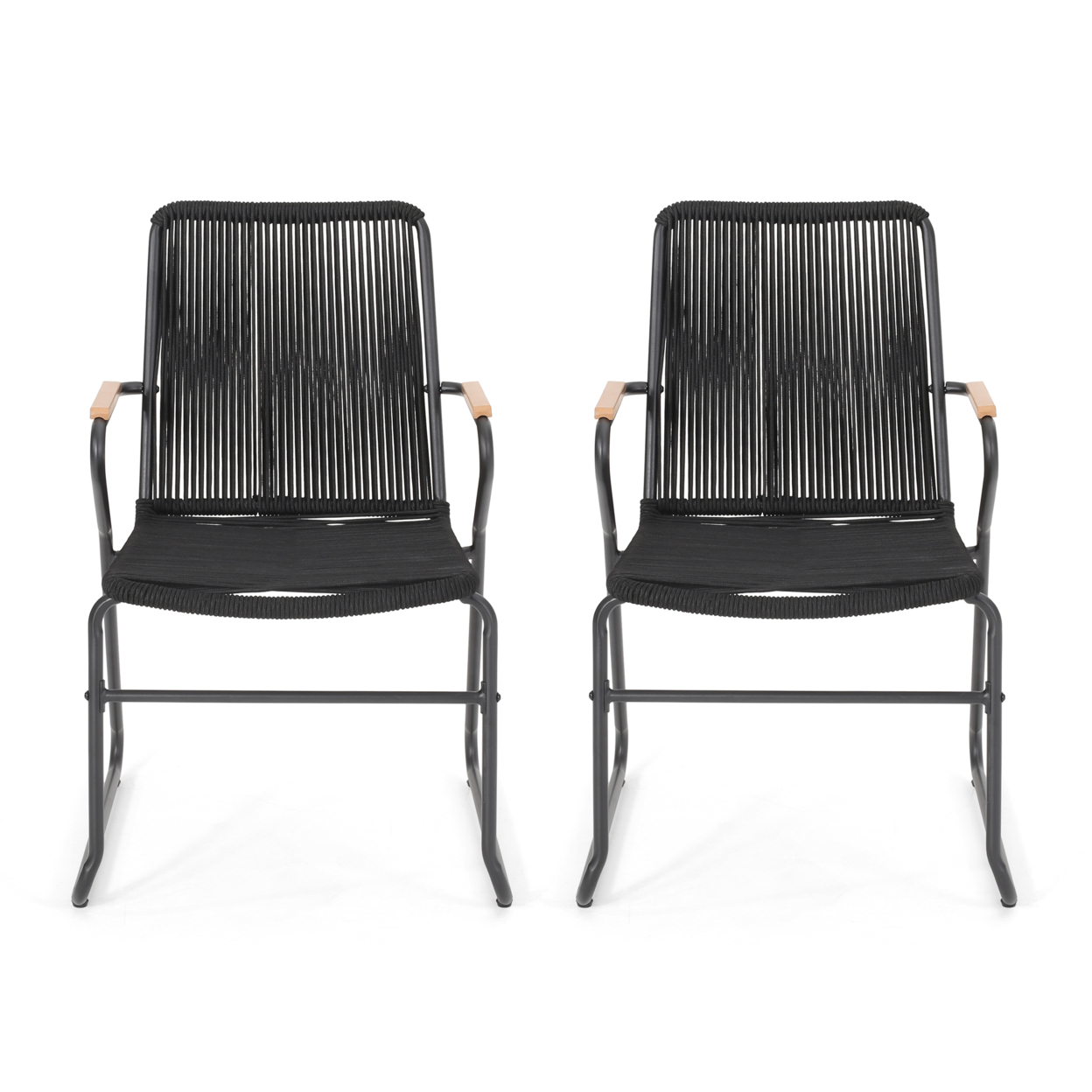 Luca Modern Outdoor Rope Weave Club Chair (Set Of 2)