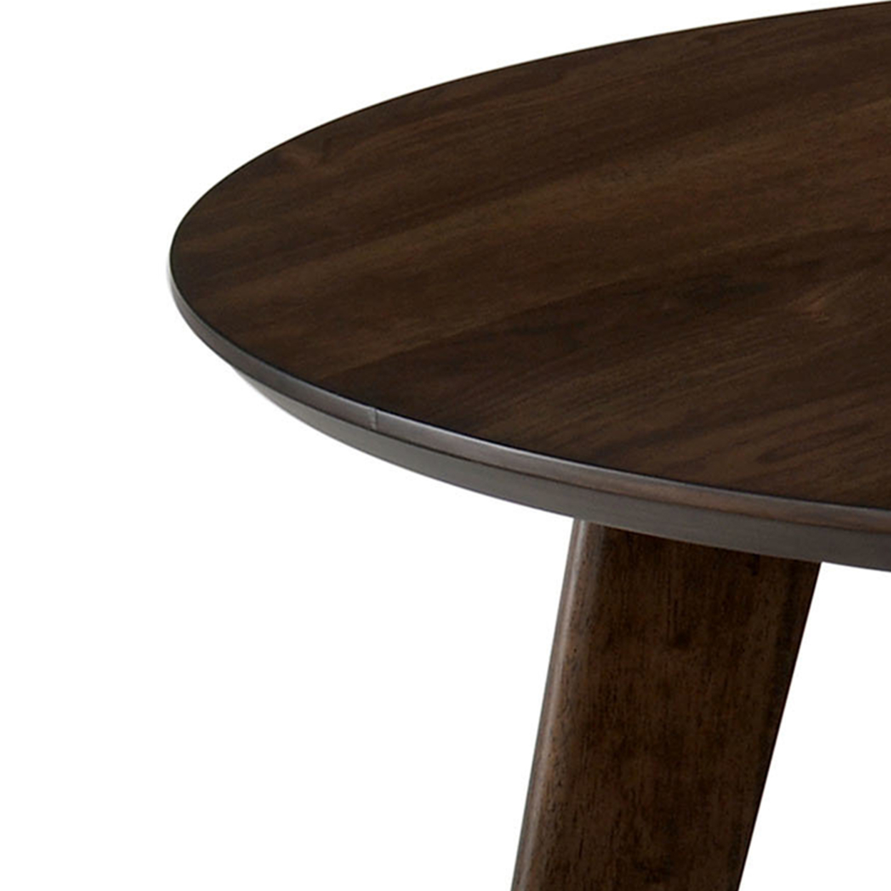 Round Wooden Dining Table With Fin Style Leg Support, Walnut Brown- Saltoro Sherpi