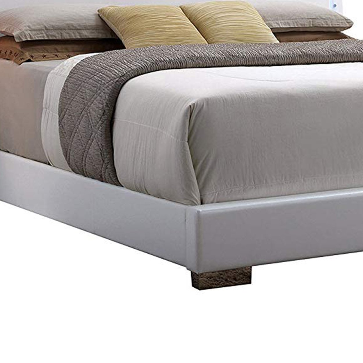 Contemporary Style Queen Size Wooden Panel Bed With Headboard, White- Saltoro Sherpi