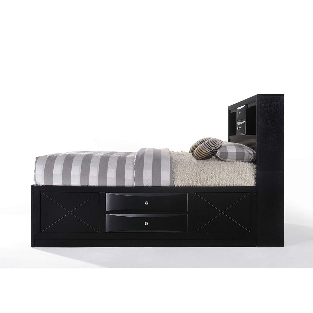 Full Size Wooden Storage Bed With Eight Spacious Drawers, Espresso Brown- Saltoro Sherpi