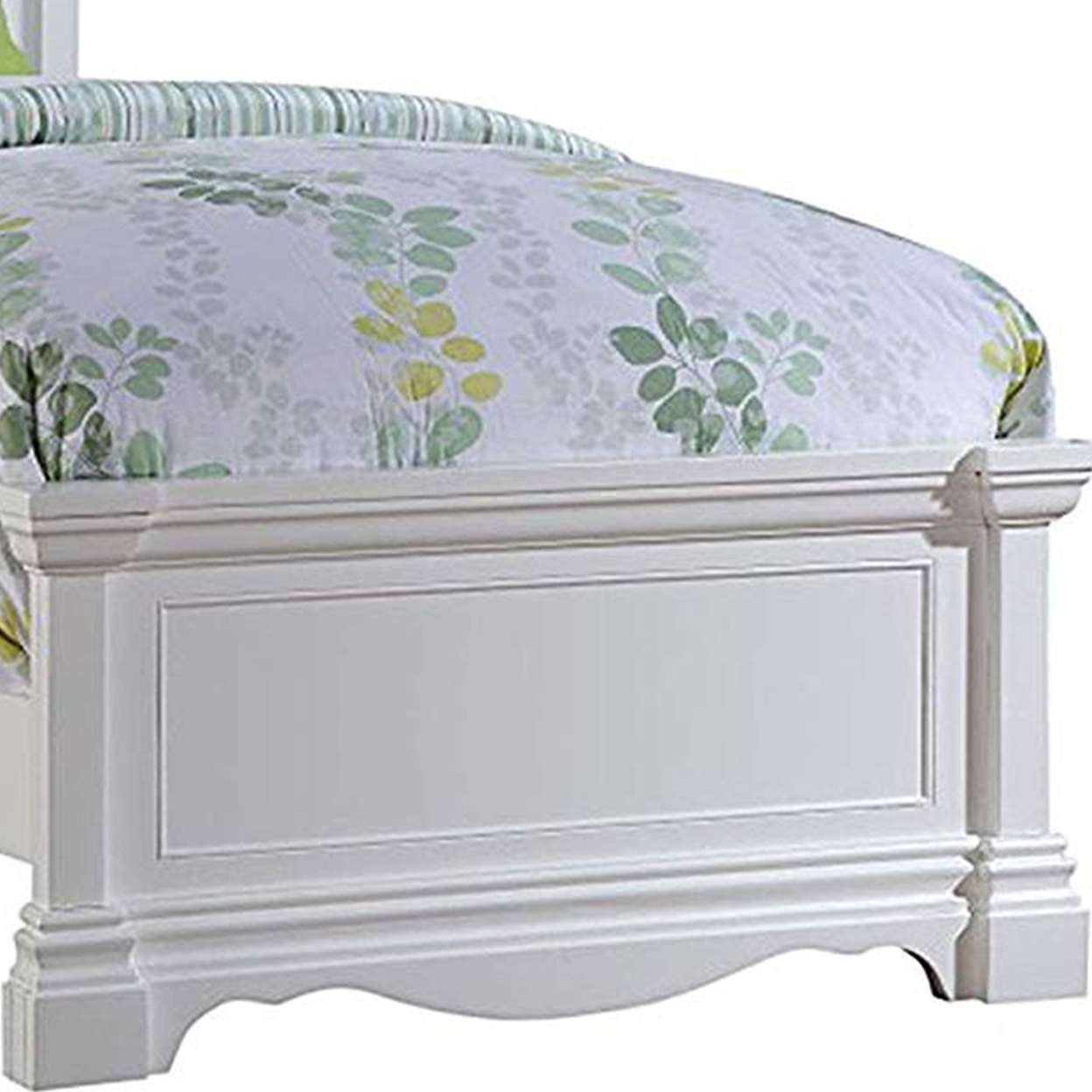 Traditional Style Wooden Full Size Bed With Crown Carved Headboard, White- ACME