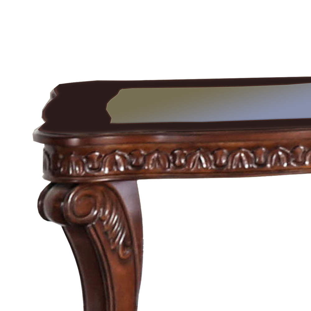 Traditional End Table With Cabriole Legs And Wooden Carving, Brown- Saltoro Sherpi