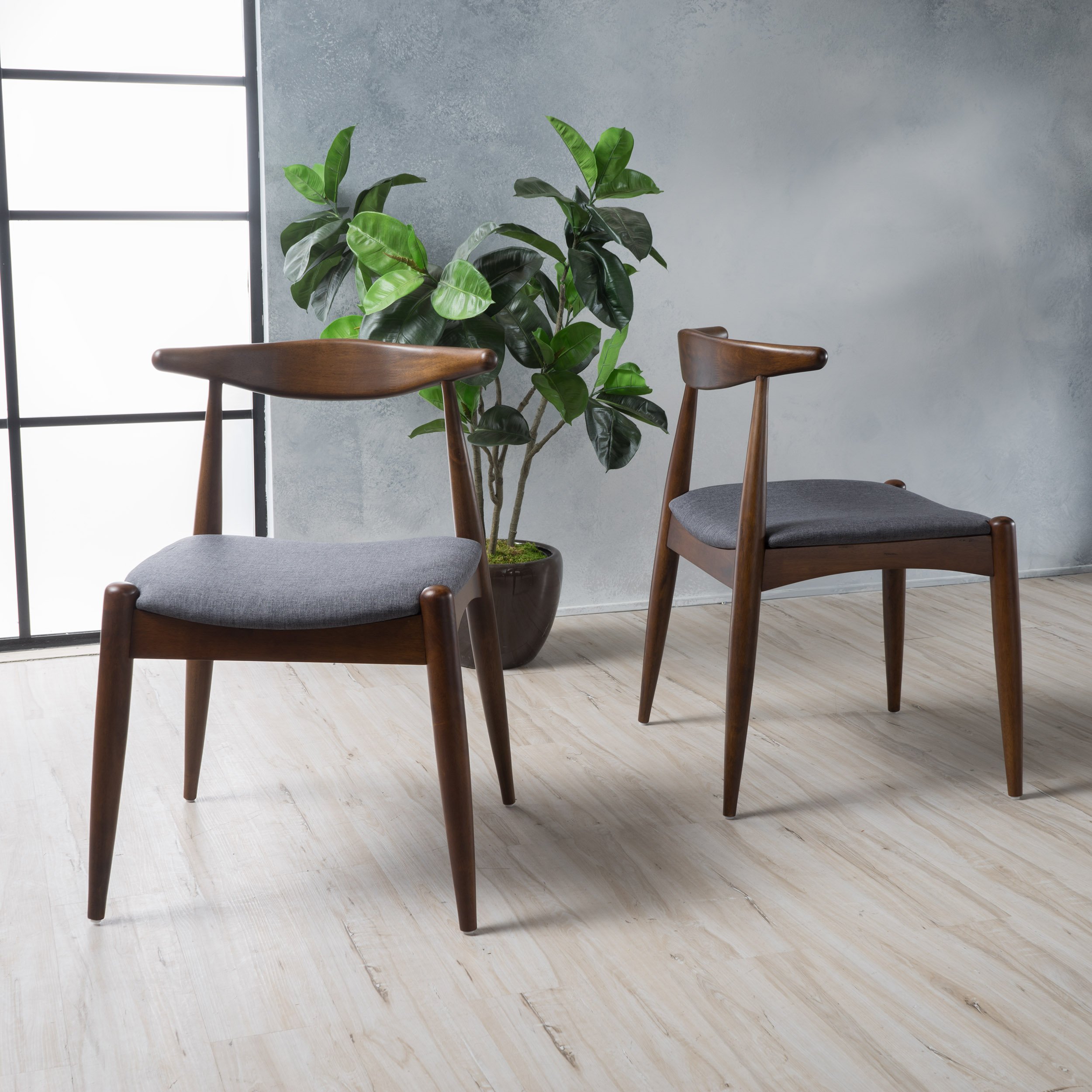 Sandra Mid-Century Modern Dining Chairs (Set Of 2) - Charcoal, Walnut