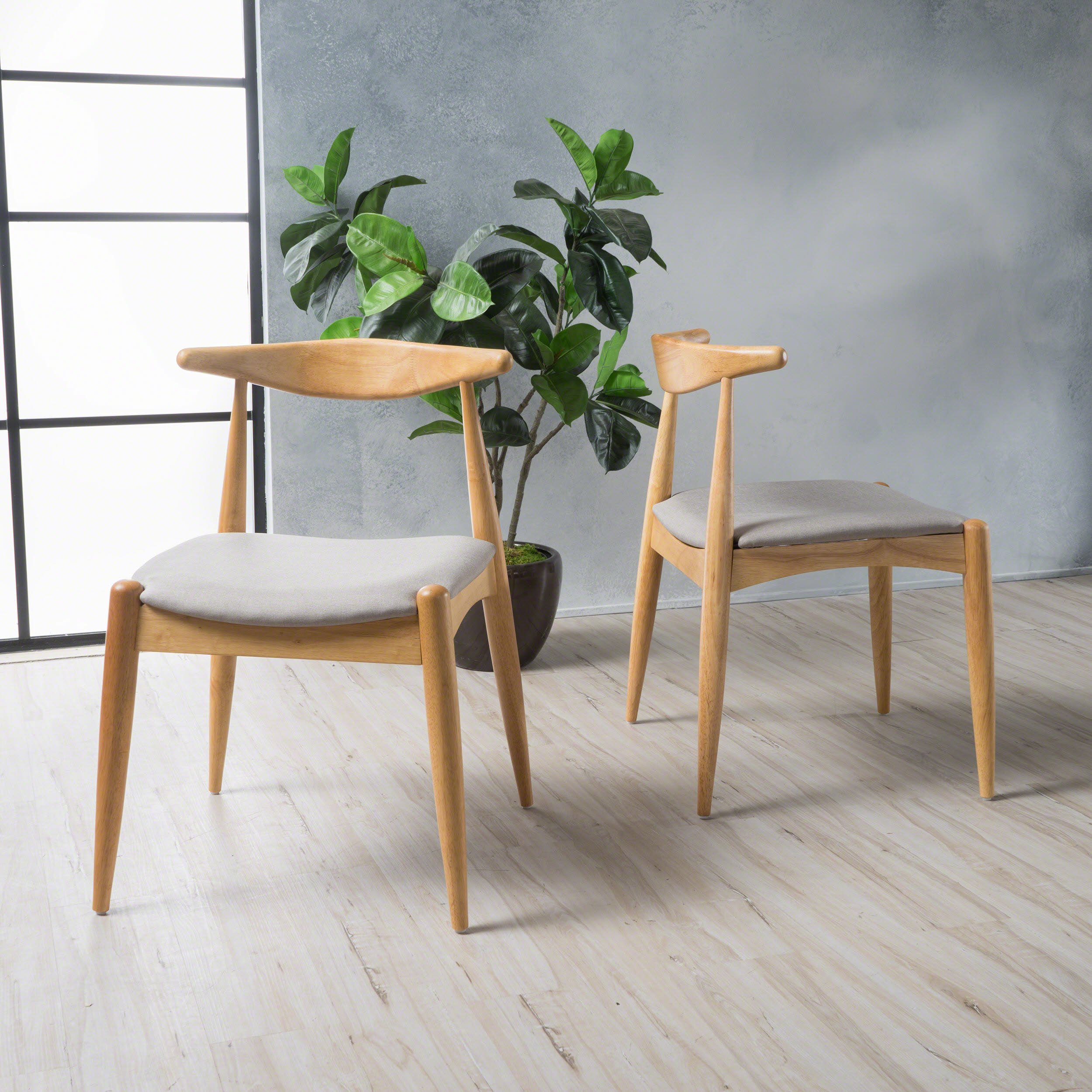 Sandra Mid-Century Modern Dining Chairs (Set Of 2) - Dark Beige, Walnut