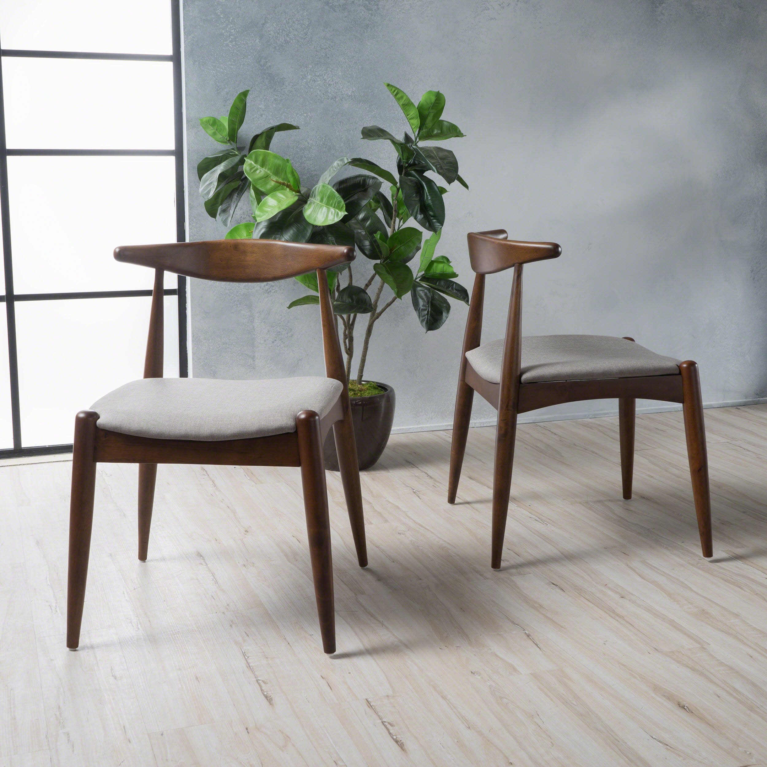 Sandra Mid-Century Modern Dining Chairs (Set Of 2) - Dark Beige, Walnut