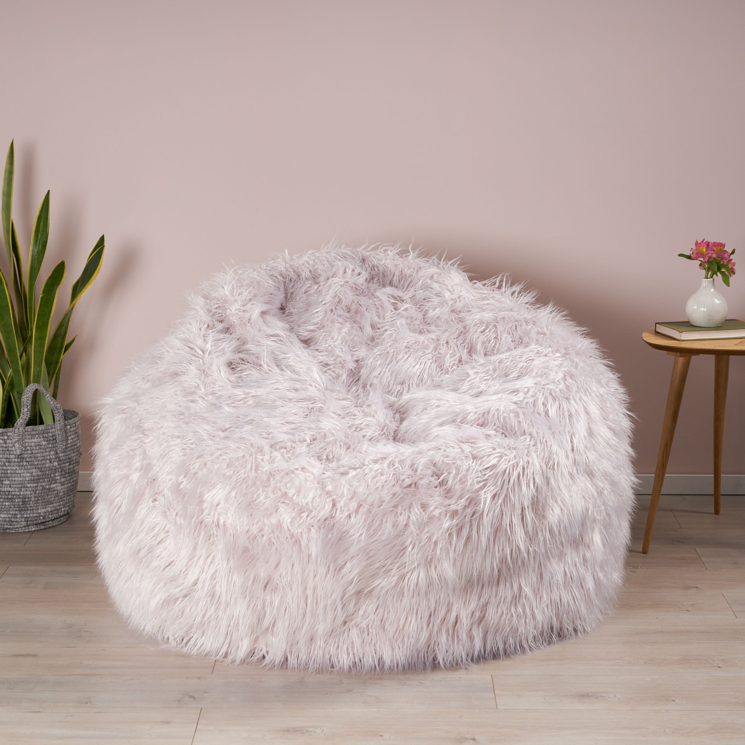 Lycus Faux Fur Bean Bag Chair - Lavender