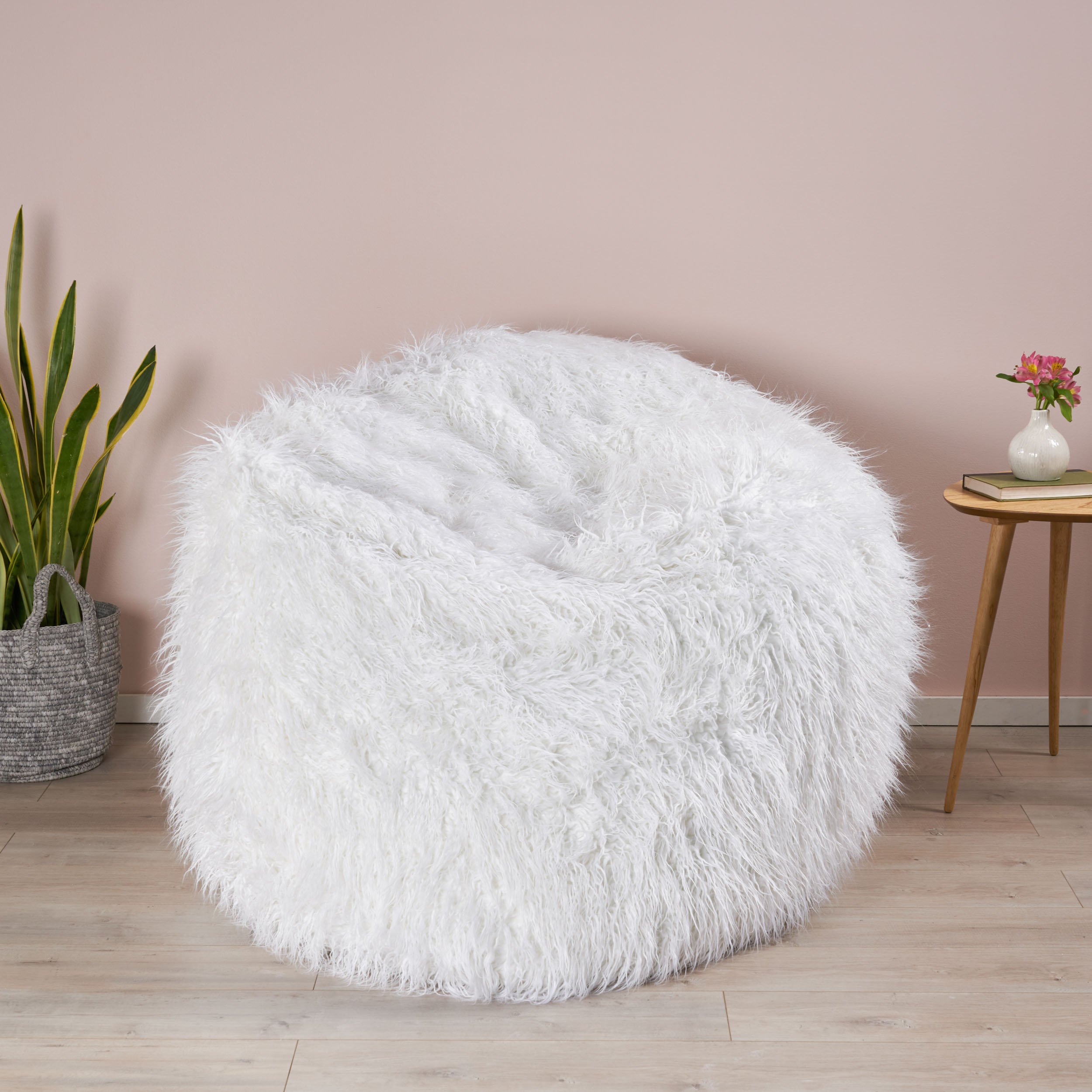 Lycus Faux Fur Bean Bag Chair - White