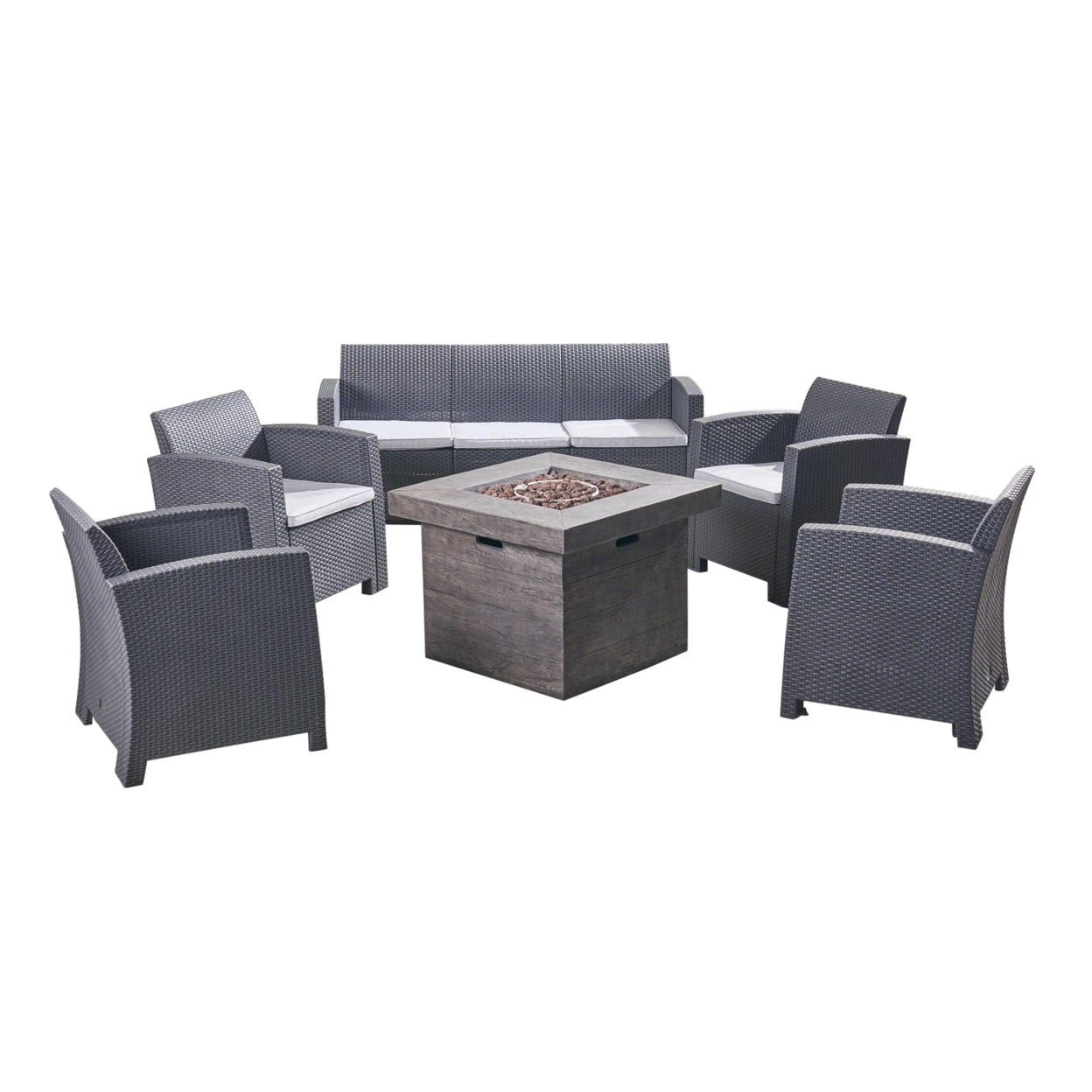 Peter Outdoor For 7 Chat Set& Fire Pit - Gray