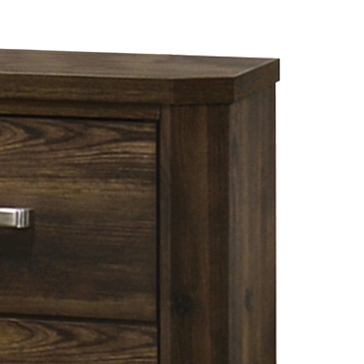 Transitional Style 2 Drawer Wooden Nightstand With Plinth Base, Brown- Saltoro Sherpi