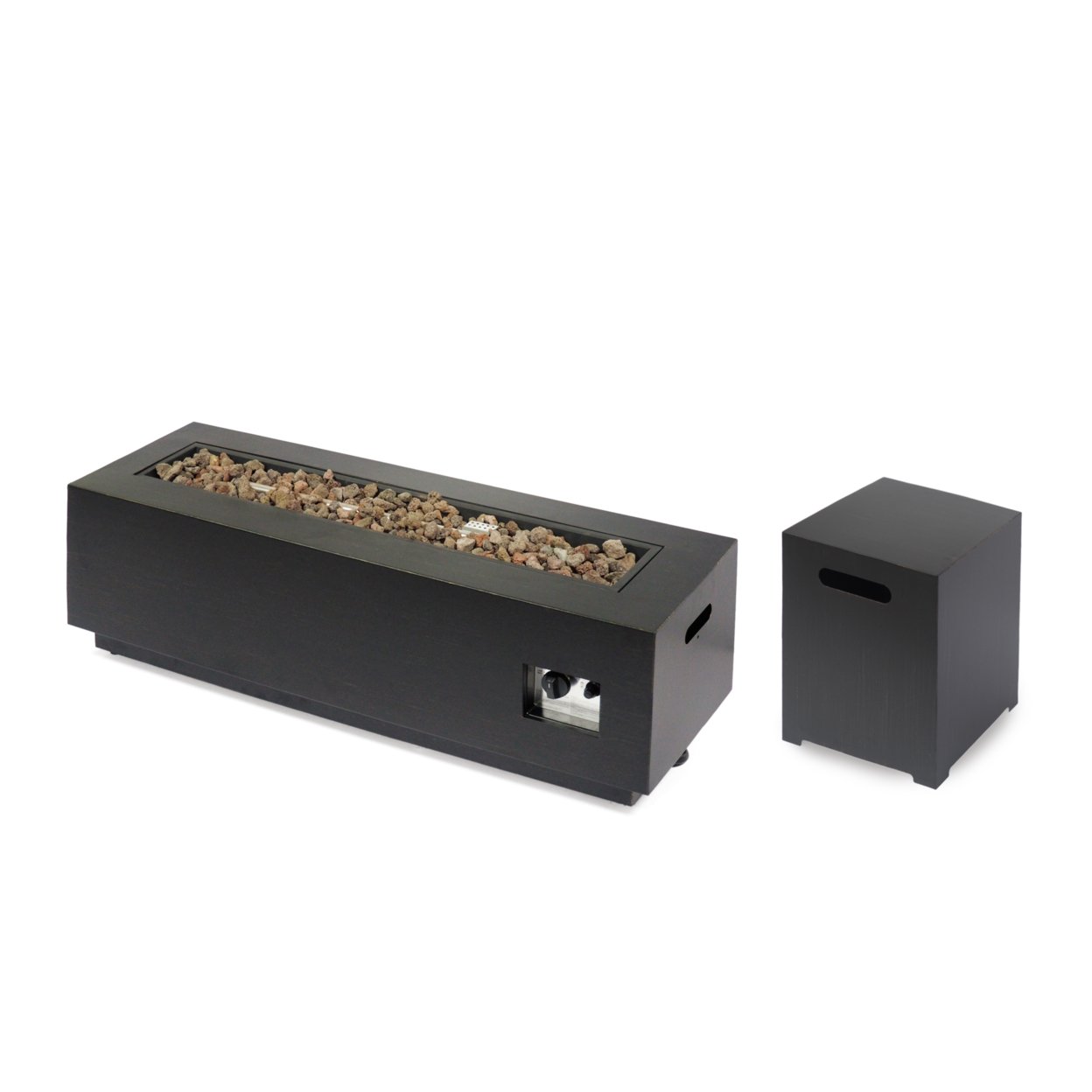 Hemmingway Outdoor Rectangular Fire Pit With Tank Holder - Concrete Finish