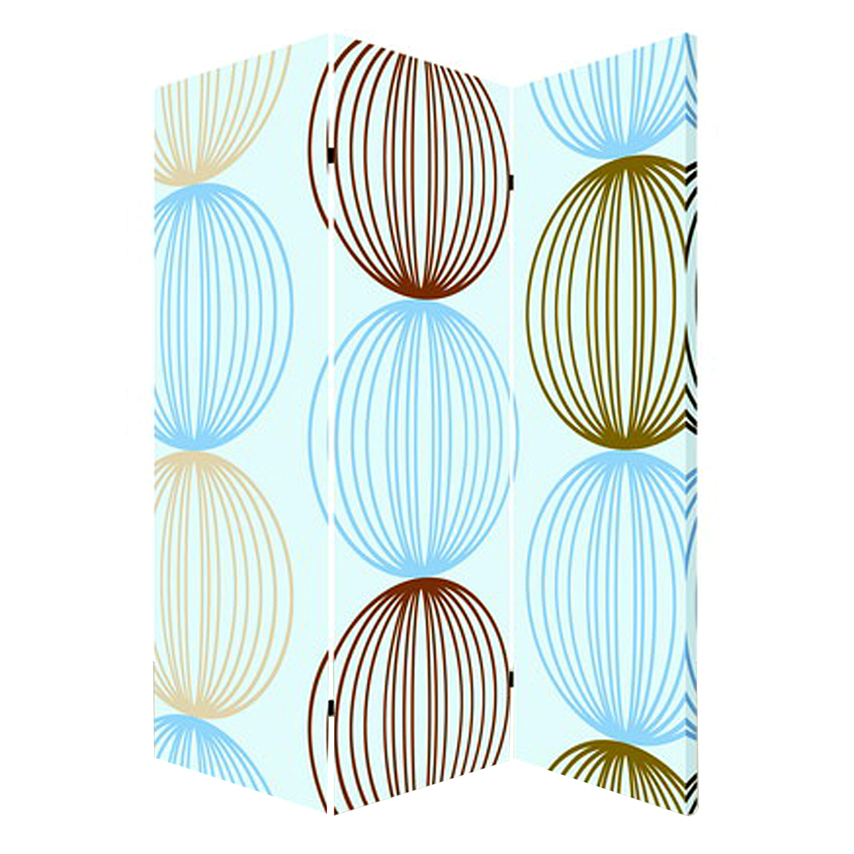 3 Panel Canvas Made Foldable Screen With Sphere Print, Multicolor- Saltoro Sherpi