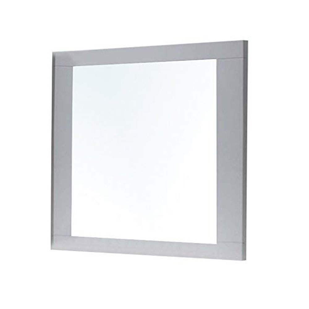 Rectangular Wooden Frame Mirror With Beveled Edges, White And Silver- Saltoro Sherpi
