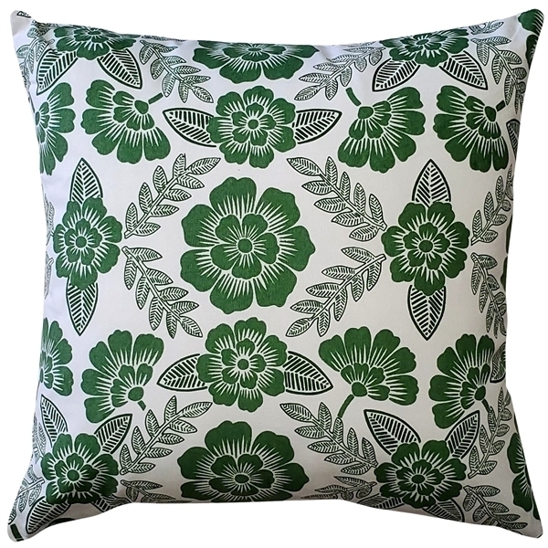 Pillow Decor - Avens Green Floral Throw Pillow 17x17