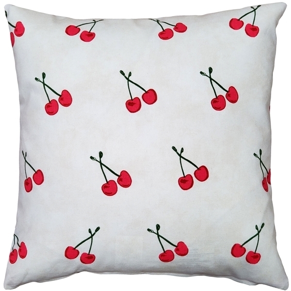 Pillow Decor - Cherry Rain Cotton Print Throw Pillow 17x17