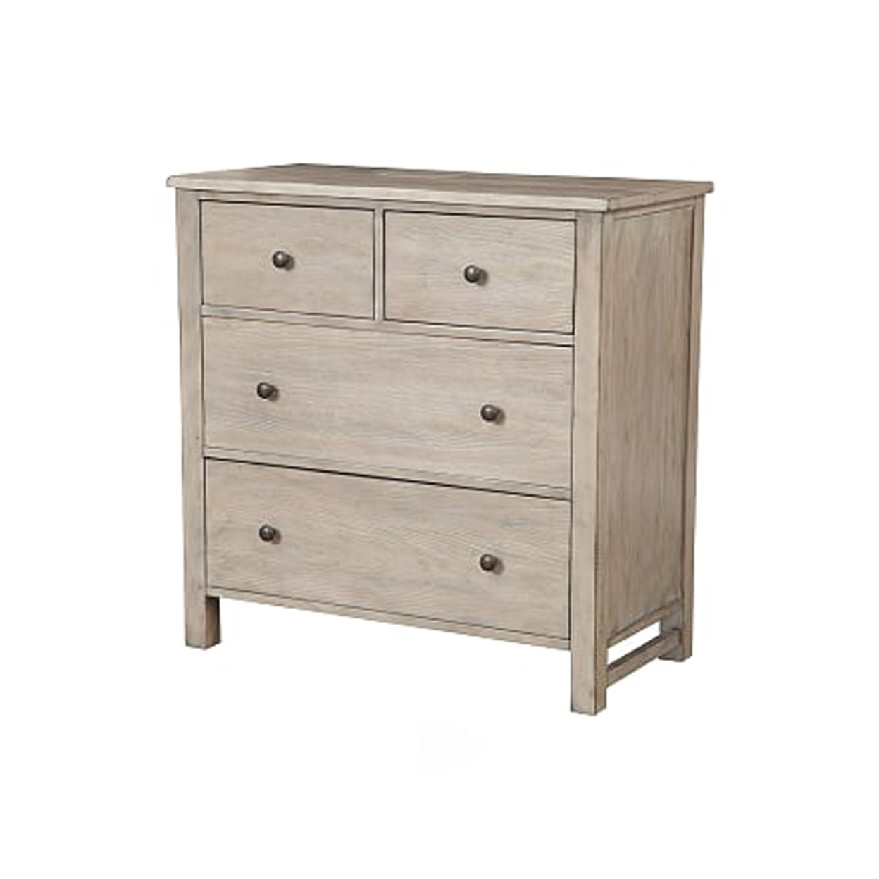 4 Drawer Transitional Style Chest With Wood Grain Details, Gray- Saltoro Sherpi