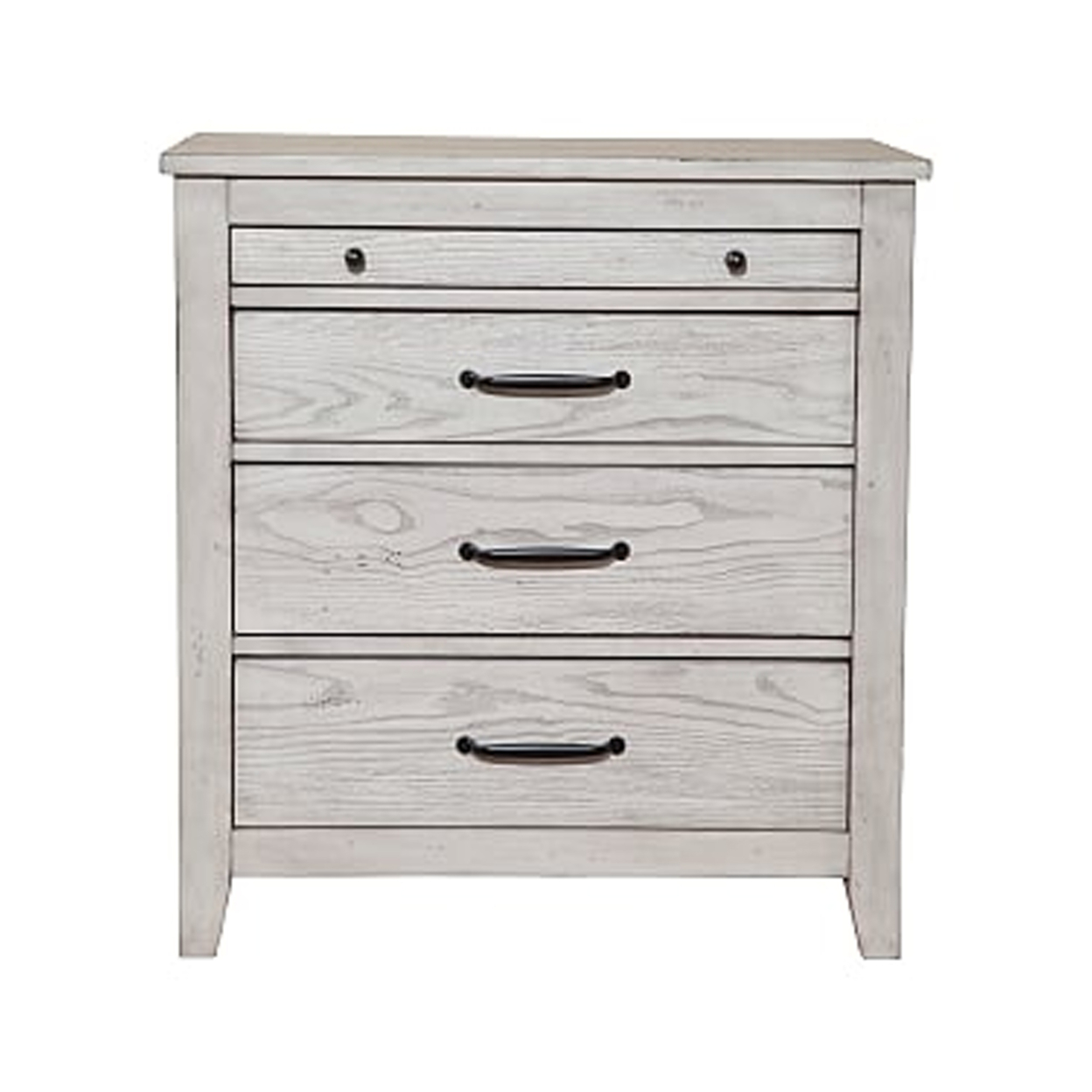 Transitional Style Three Drawer Nightstand With Pull Out Tray, Gray- Saltoro Sherpi