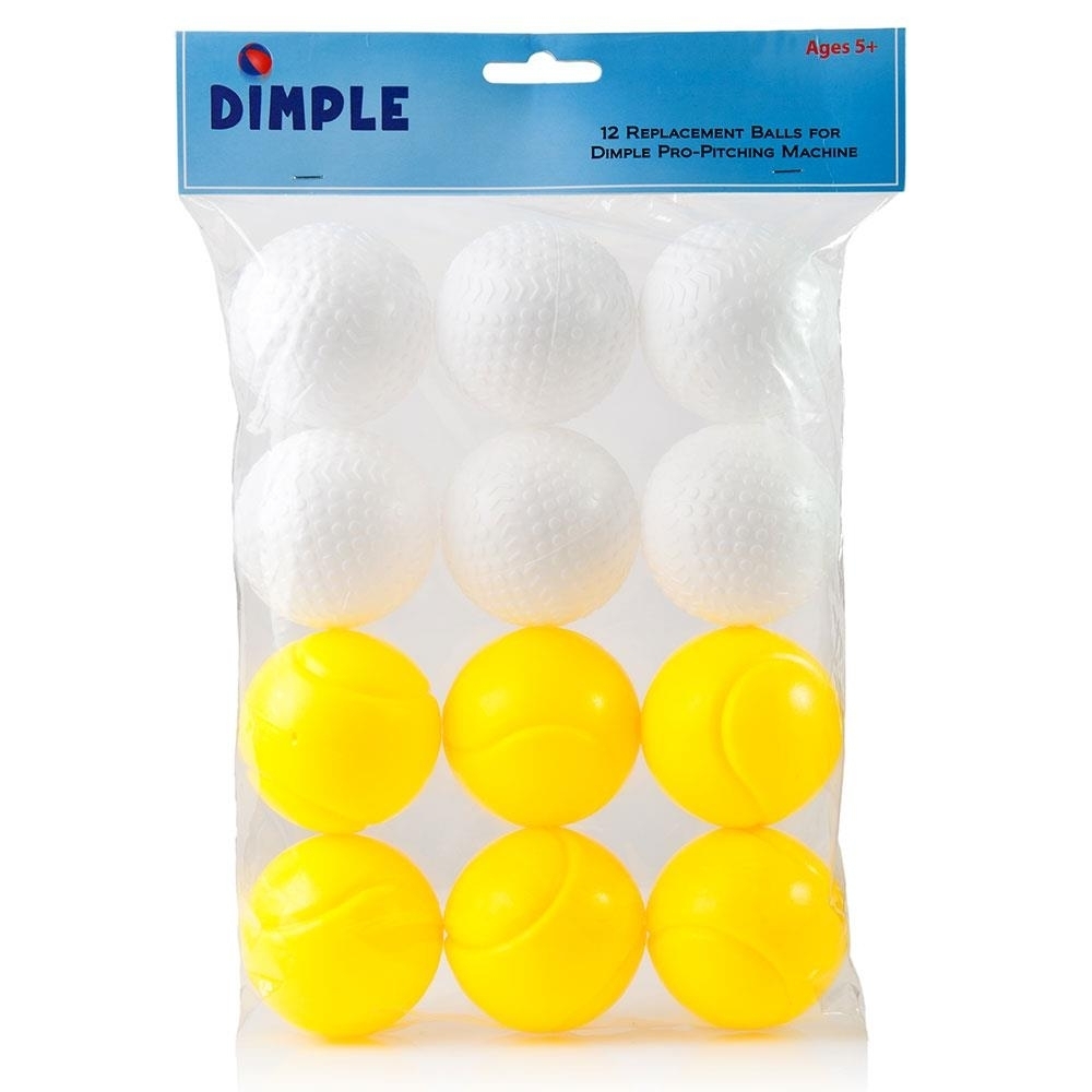 Dimple Plastic 2 Inc Pitching White & Yellow 12 Balls Toy For Kids & Children's Gift