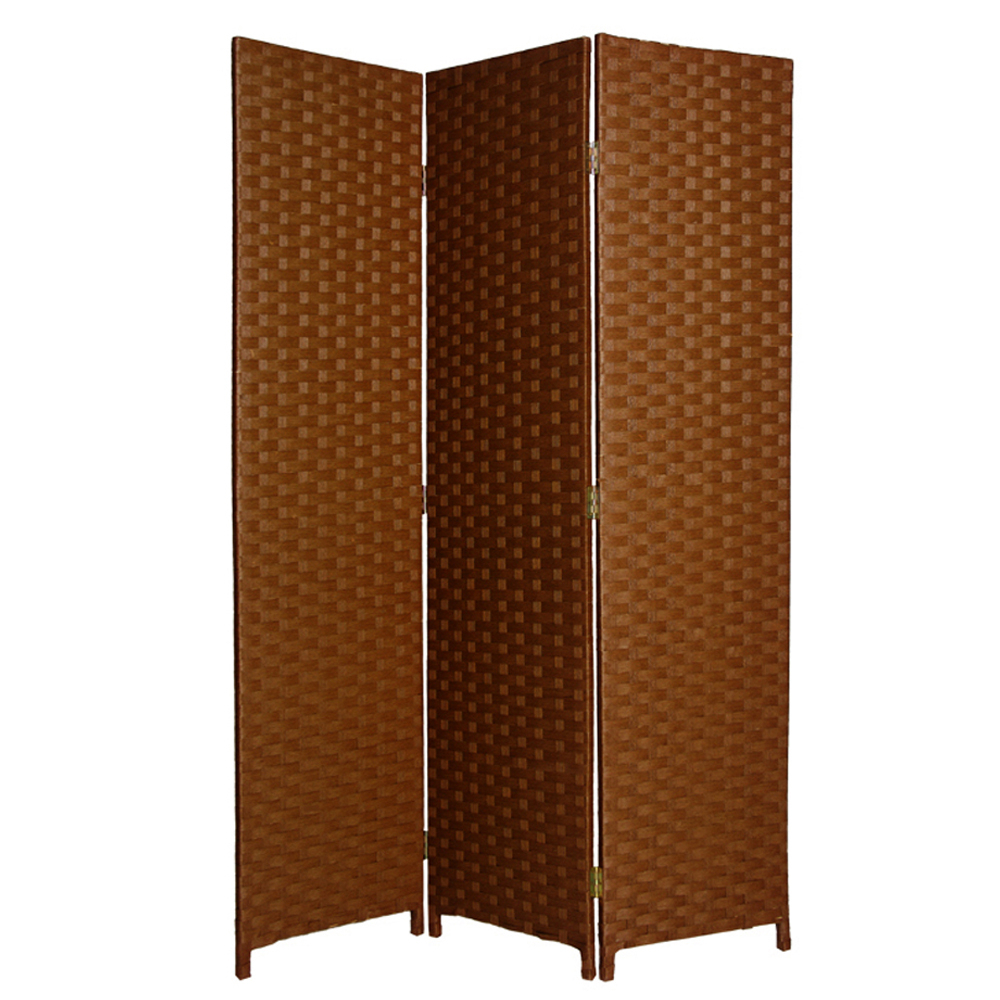 Wooden Foldable 3 Panel Room Divider With Streamline Design, Dark Brown- Saltoro Sherpi