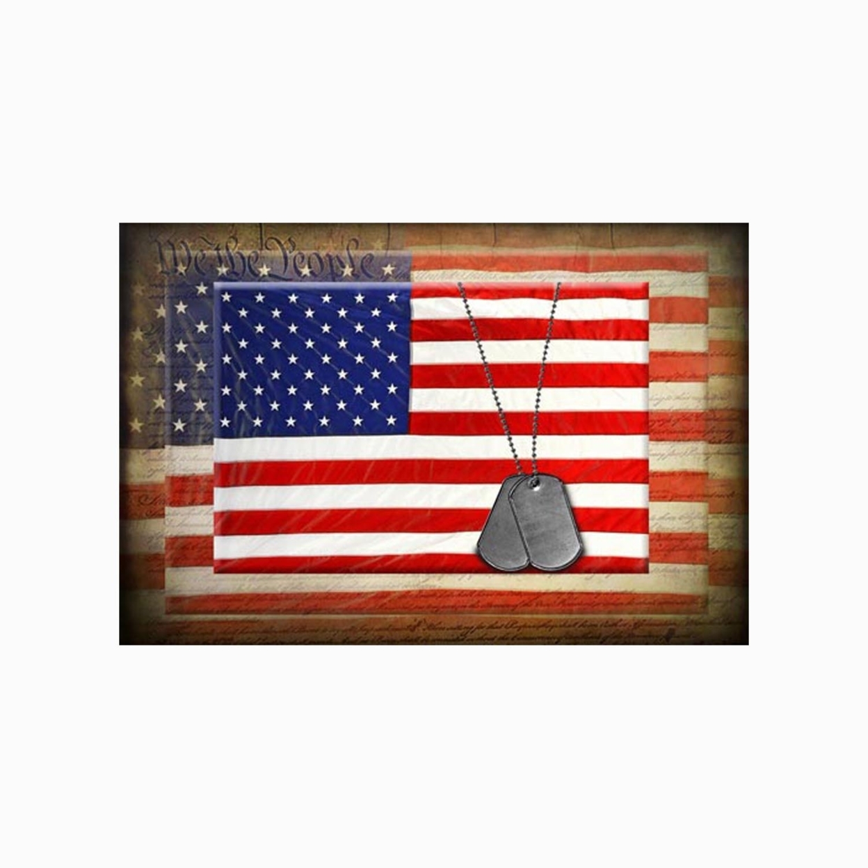 Canvas American Flag With Necklace Wall Print, Large, Multicolor- Saltoro Sherpi