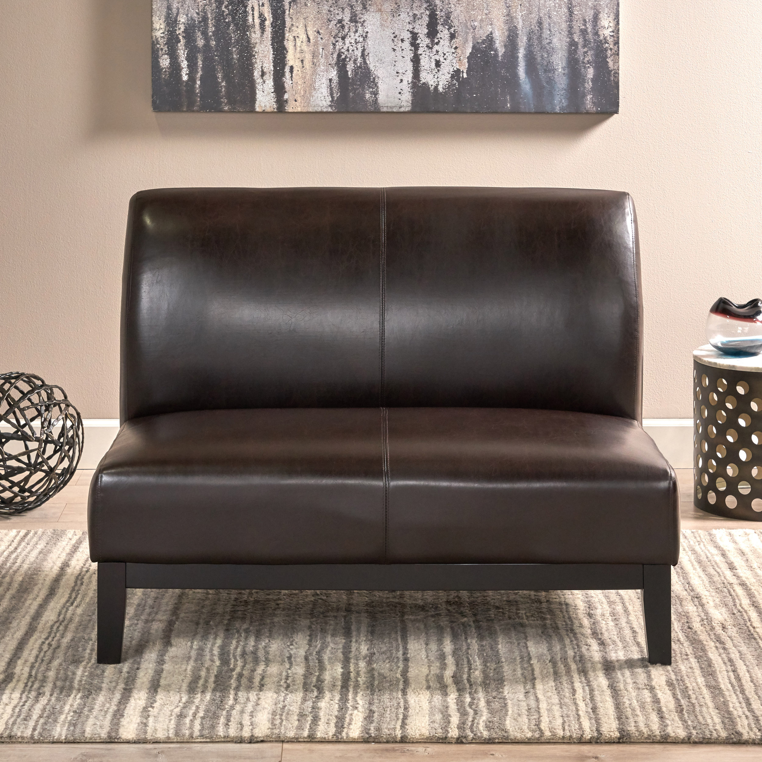 Massimo Brown Leather Loveseat