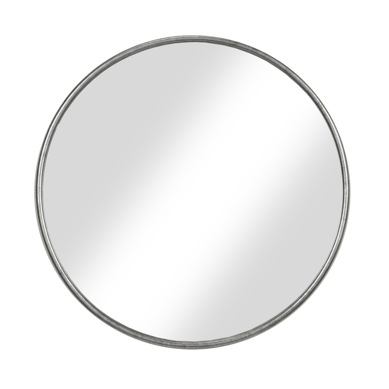 Contemporary Style Round Metal Framed Wall Mirror, Small, Antique Silver- Saltoro Sherpi