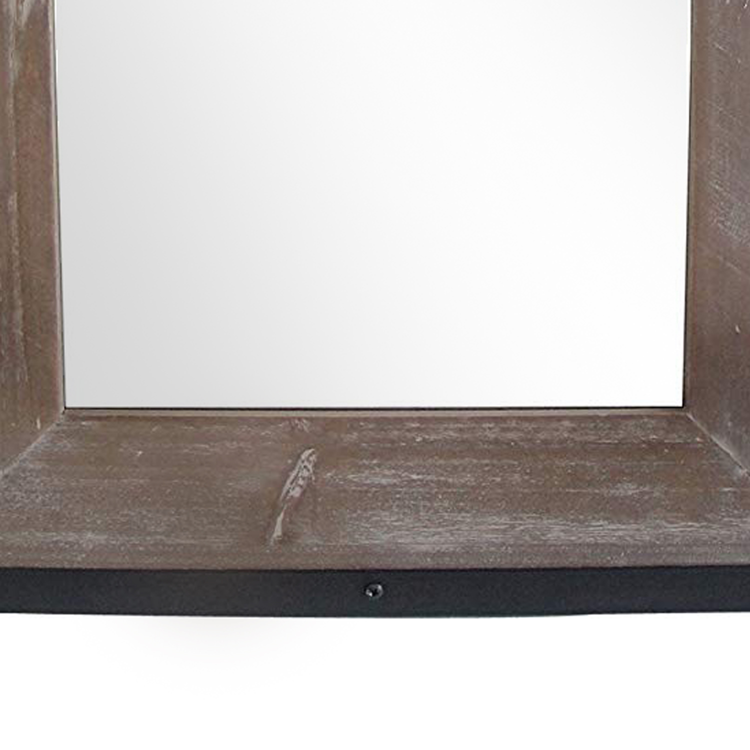 Transitional Mirror With Wooden Framing And Metal Outline, Black & Brown- Saltoro Sherpi