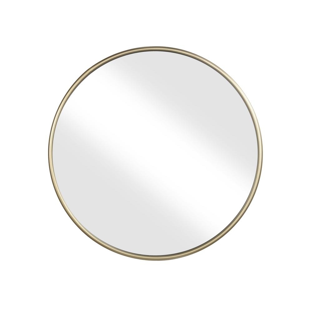 Contemporary Style Round Metal Framed Wall Mirror, Small, Gold And Silver- Saltoro Sherpi