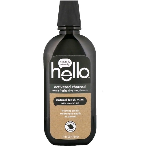 Hello Activated Charcoal Natural Fresh Mint With Coconut Oil Mouthwash