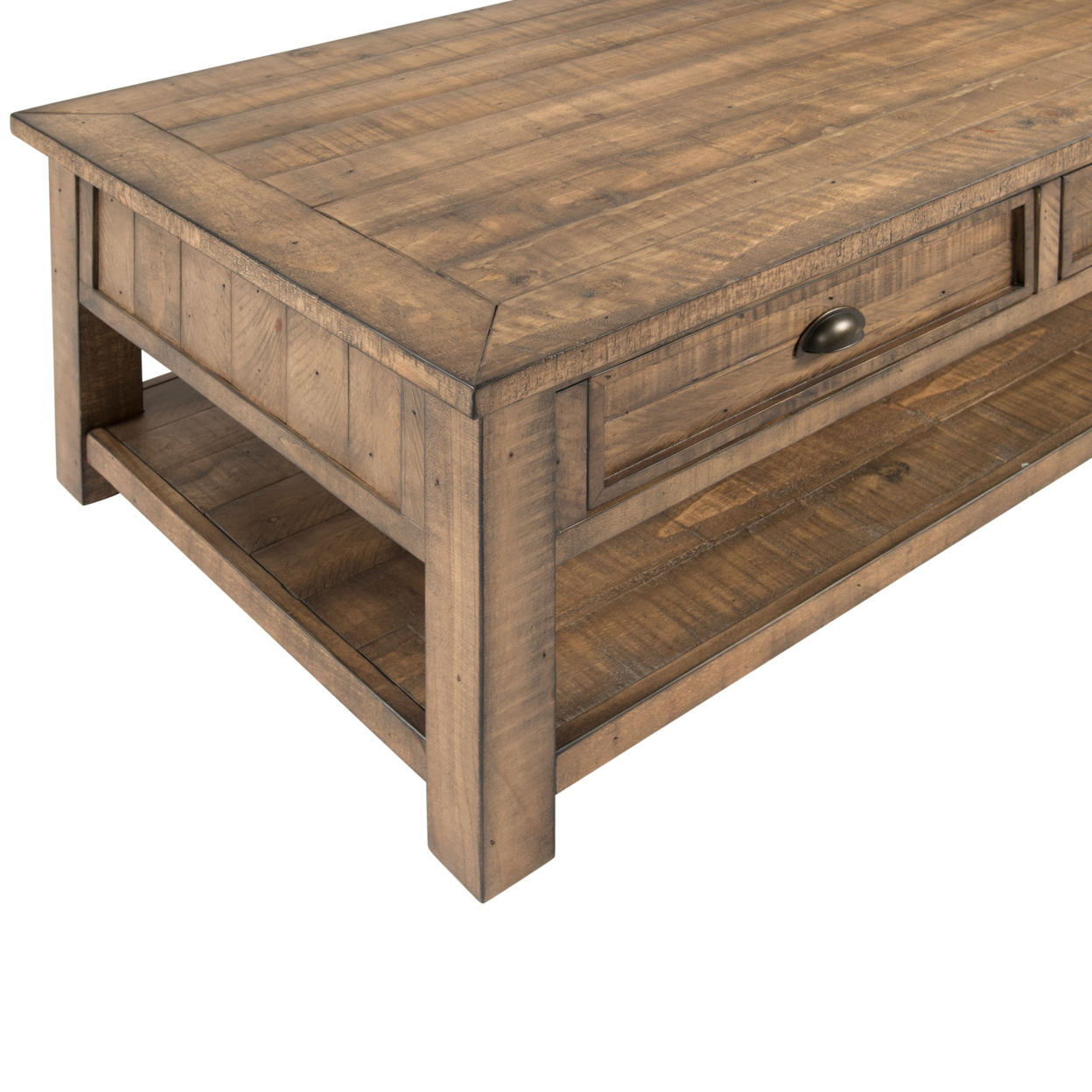 Coastal Style Rectangular Wooden Coffee Table With 2 Drawers, Brown- Saltoro Sherpi