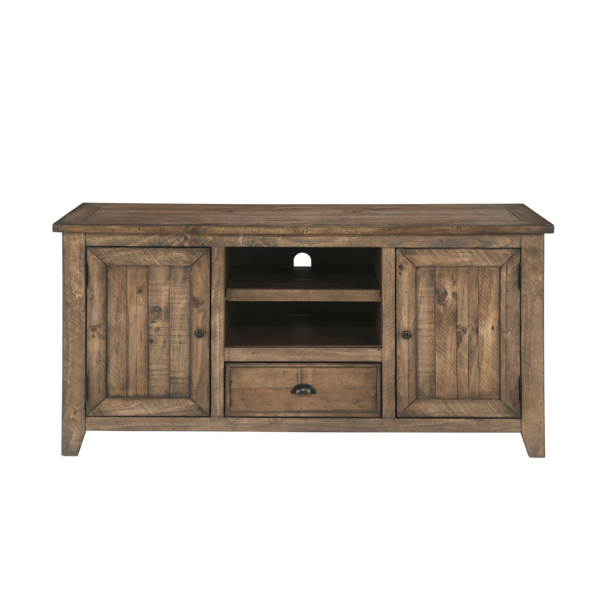 Coastal Style Wooden TV Stand With 2 Cabinets And 1 Drawer, Brown- Saltoro Sherpi