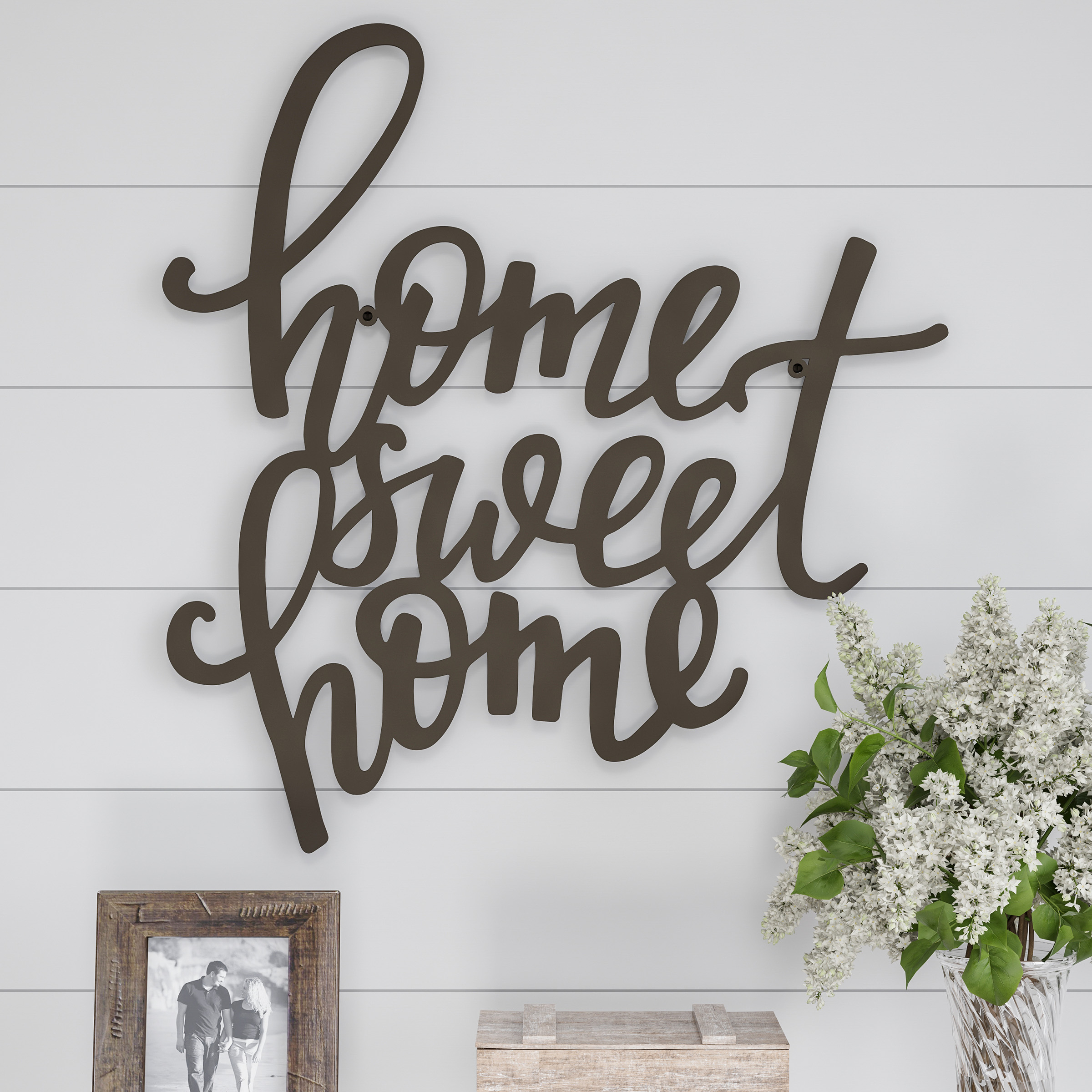 Metal Inspirational 3D Word Art Hanging Wall Decor - Home Sweet Home