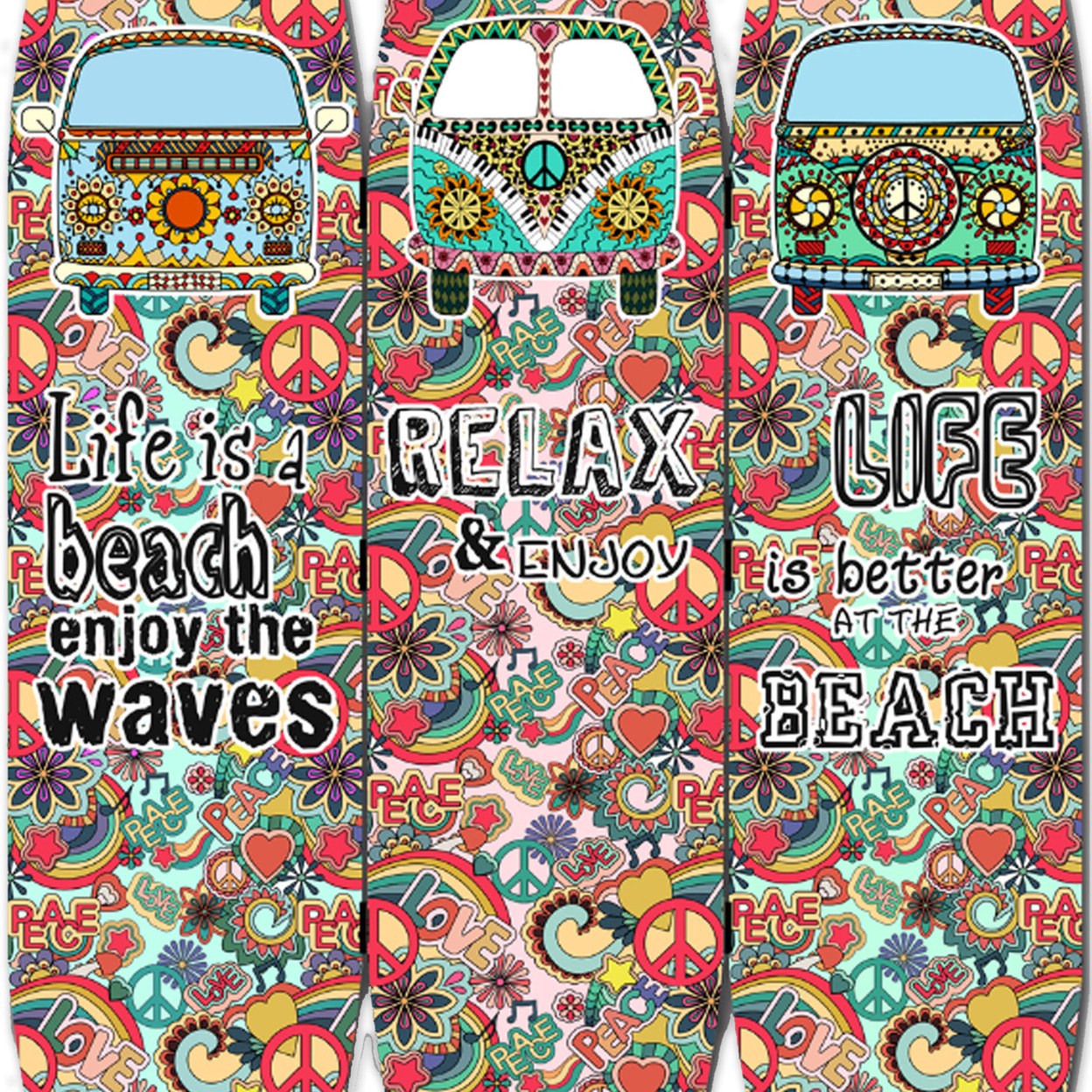 Beach Themed Surfboard Shaped 3 Panel Room Divider, Multicolor- Saltoro Sherpi