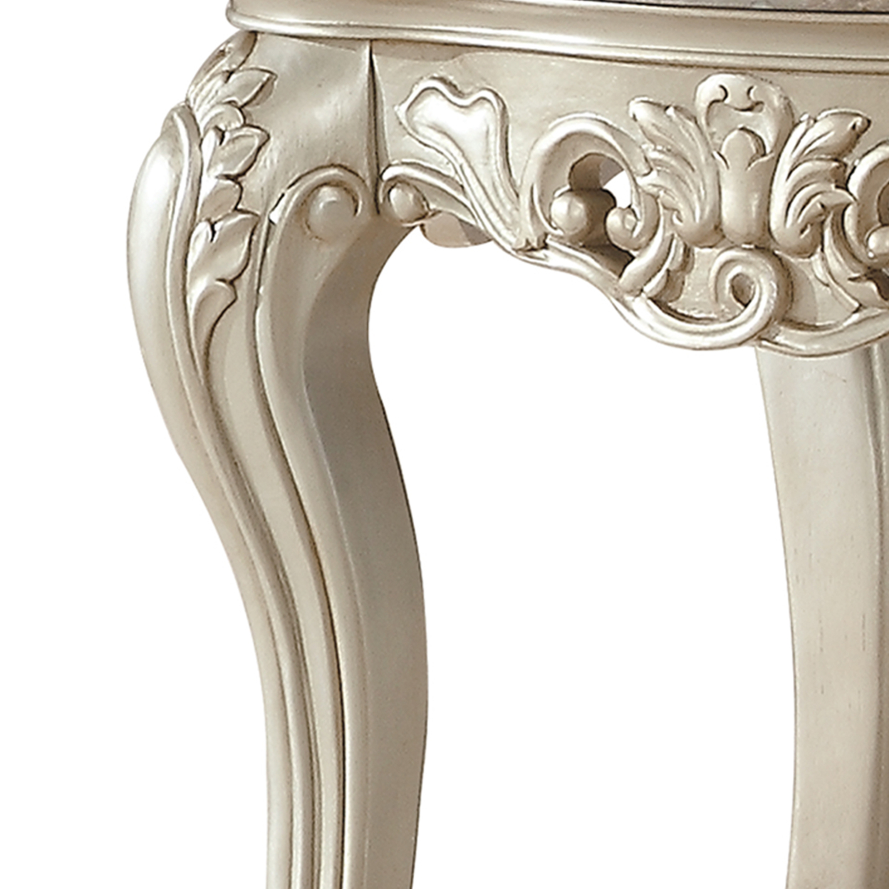 Traditional Style Marble Top End Table With Poly Resin Engravings,Gold- Saltoro Sherpi