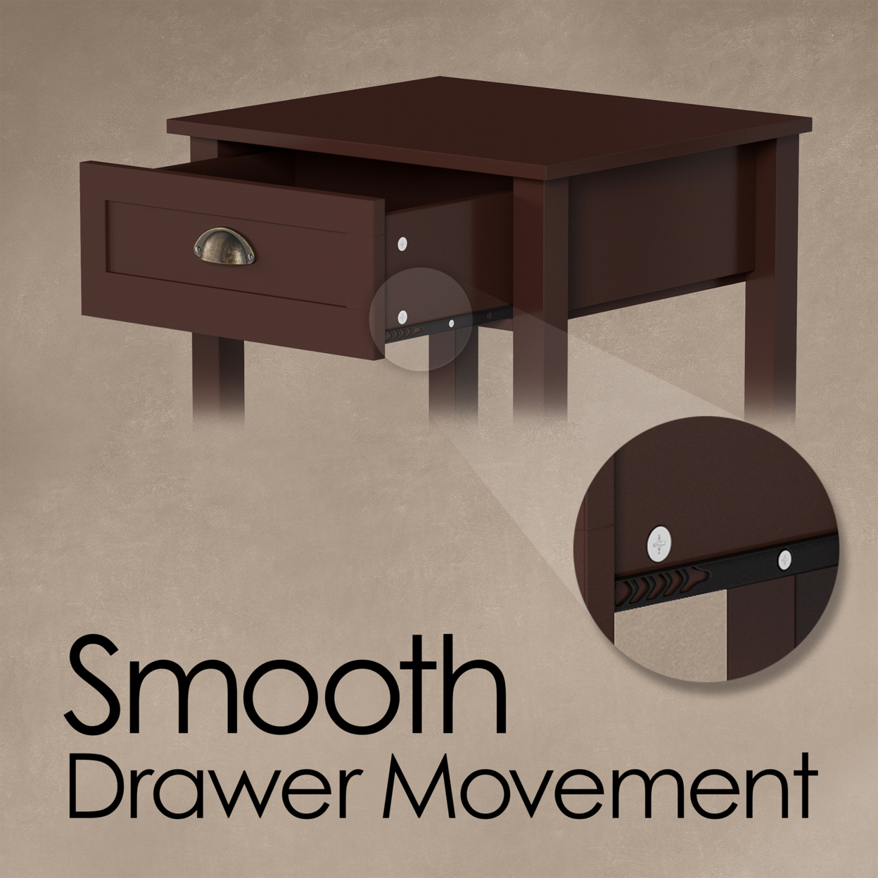End Table With Drawer- Brown Sofa Side Table With Storage Shelf- Classic Shaker Style Wooden Nightstand