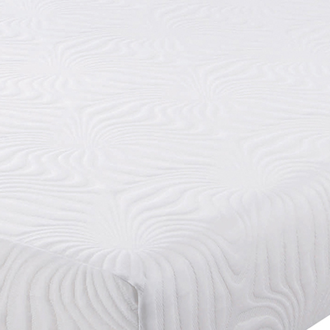 38 Inch Twin Size Mattress, Patterned Fabric Upholstery, White