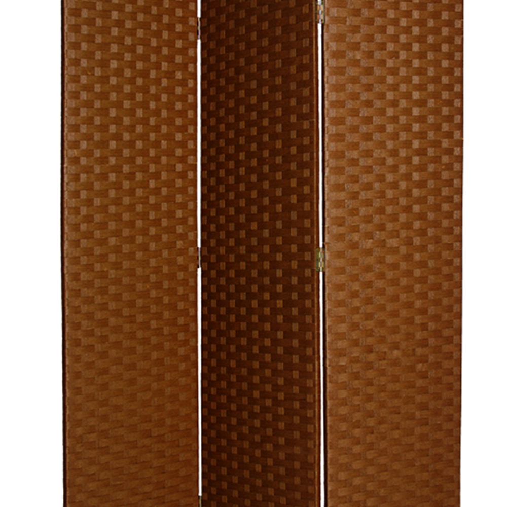 Wooden Foldable 3 Panel Room Divider With Streamline Design, Dark Brown- Saltoro Sherpi