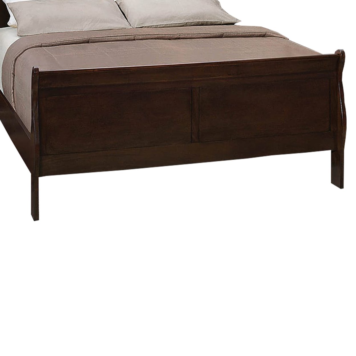 Wooden Eastern King Bed With Curved Panel Headboard, Brown- Saltoro Sherpi