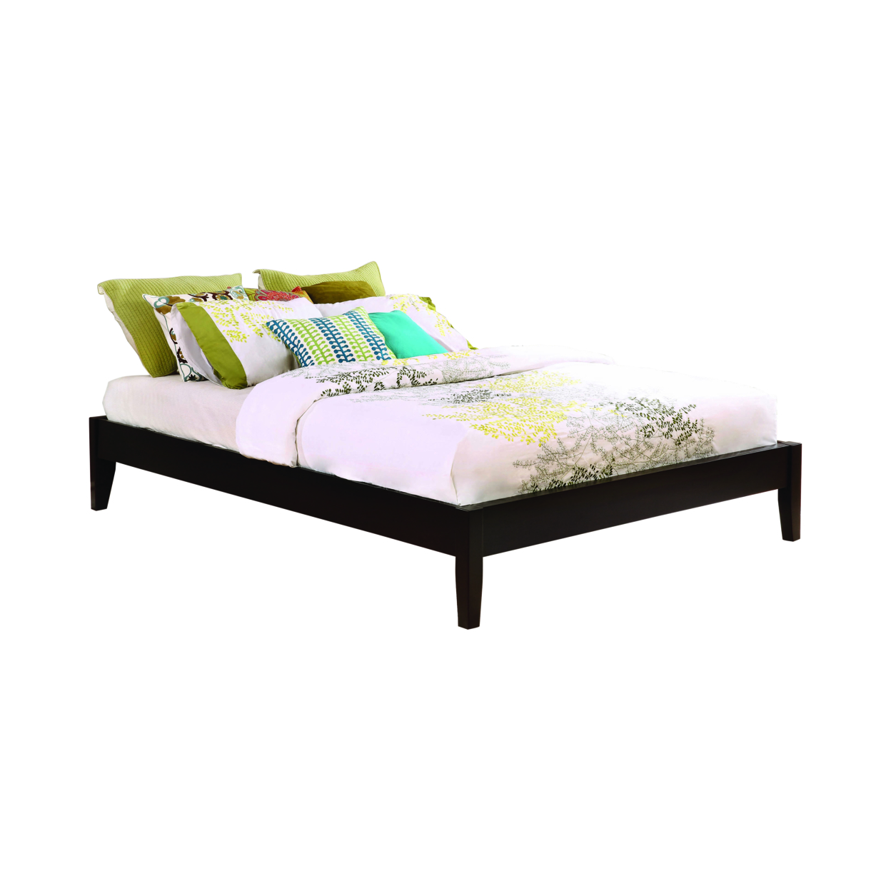 Wooden California King Size Universal Bed Frame With Tapered Legs, Brown- Saltoro Sherpi