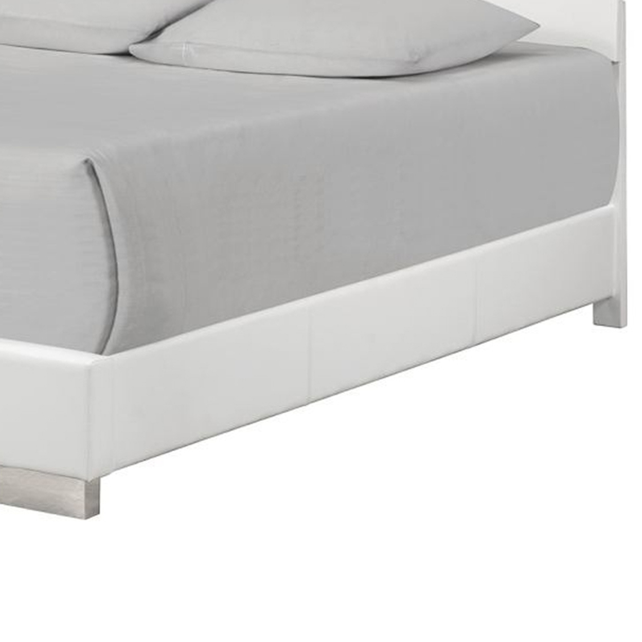 Wooden Queen Size Bed With Plank Style Headboard, White- Saltoro Sherpi