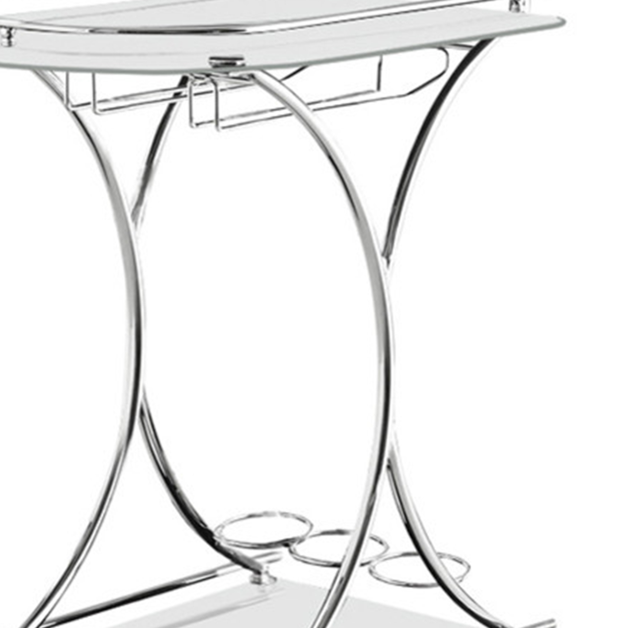 Captivating Serving Cart With 2 Frosted Glass Shelves, Silver- Saltoro Sherpi