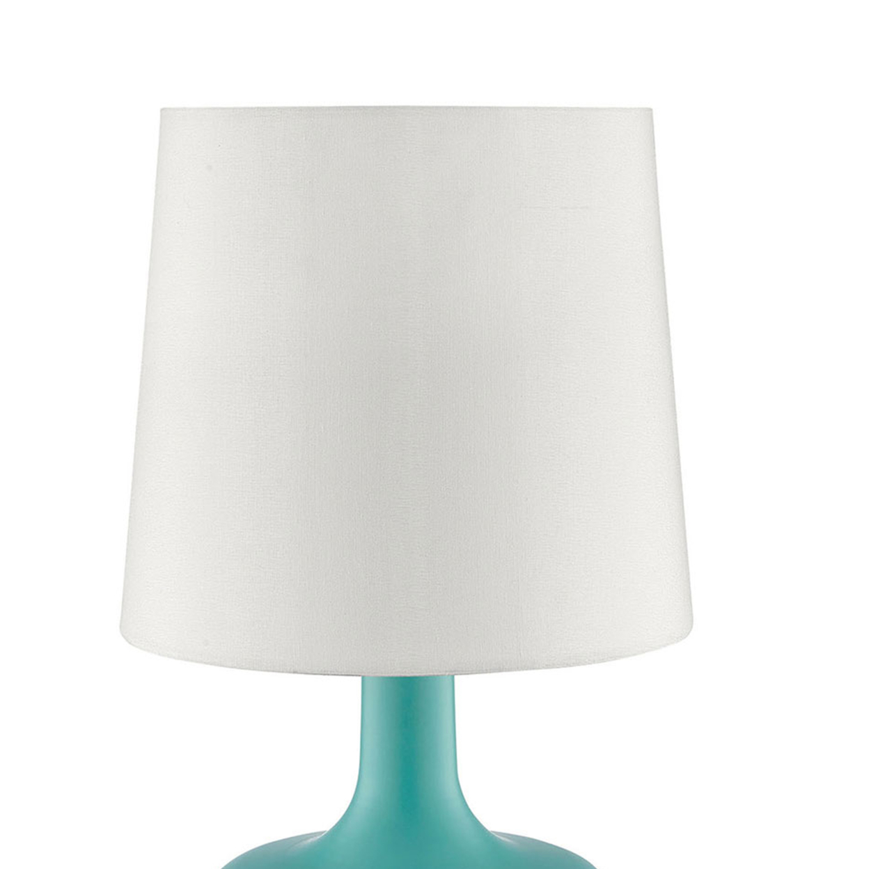 Metal Pot Belly Base Table Lamp With 3 Way Touch Light, White And Sky Blue- Saltoro Sherpi