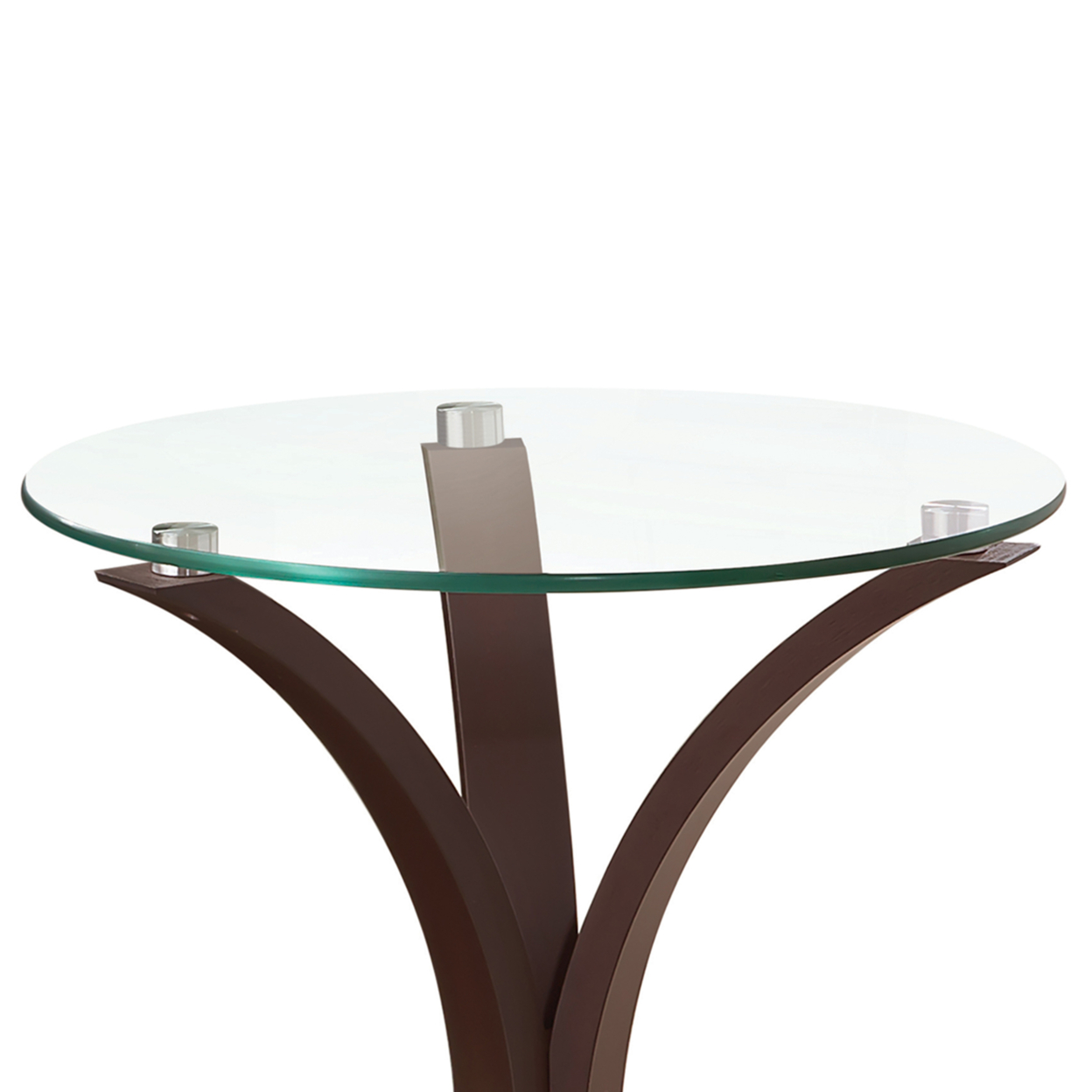 Contemporary Wood Accent Table, Tempered Glass Top, Brown, Clear- Saltoro Sherpi