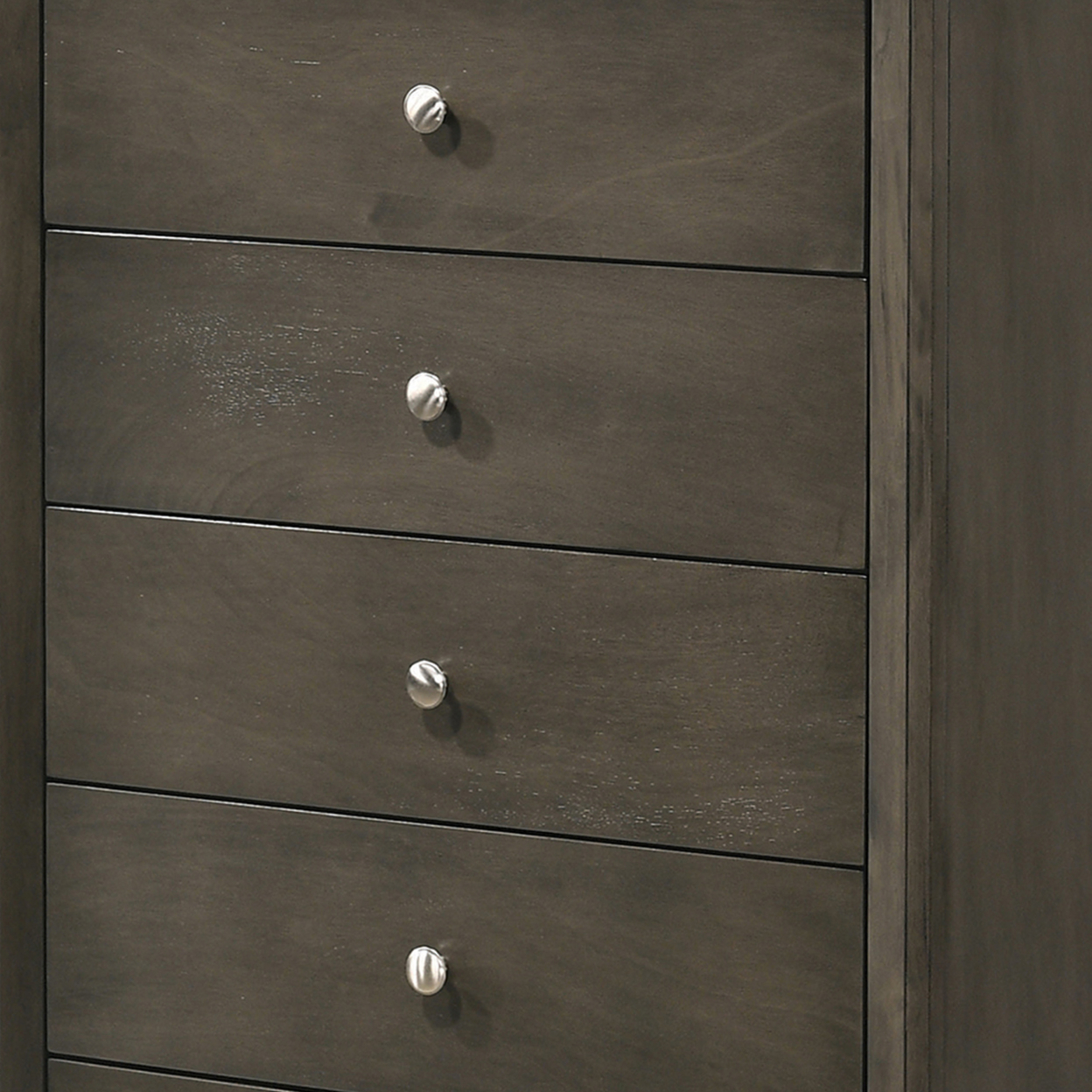 Transitional Style Wooden Chest With 5 Spacious Drawers, Gray- Saltoro Sherpi