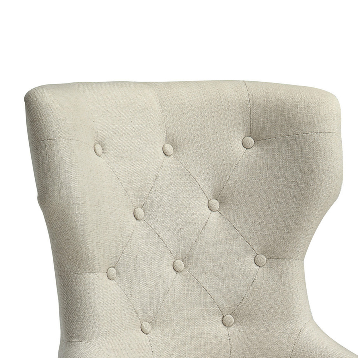 Luxurious And Comfy Button Tufted Dining Chair, Beige- Saltoro Sherpi
