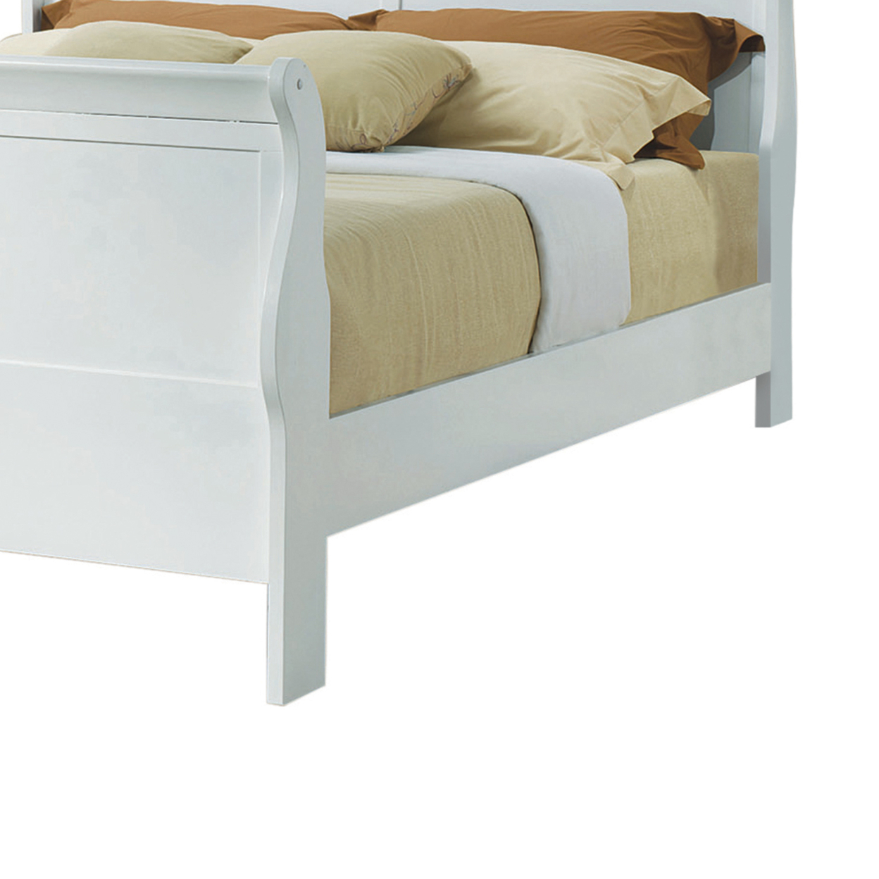 Traditional Style Full Size Wooden Bed With Bevelled Edges, White- Saltoro Sherpi