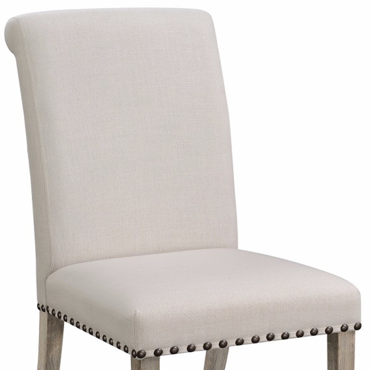 Rolled Back Parson Dining Chair, Beige, Set Of 2- Saltoro Sherpi