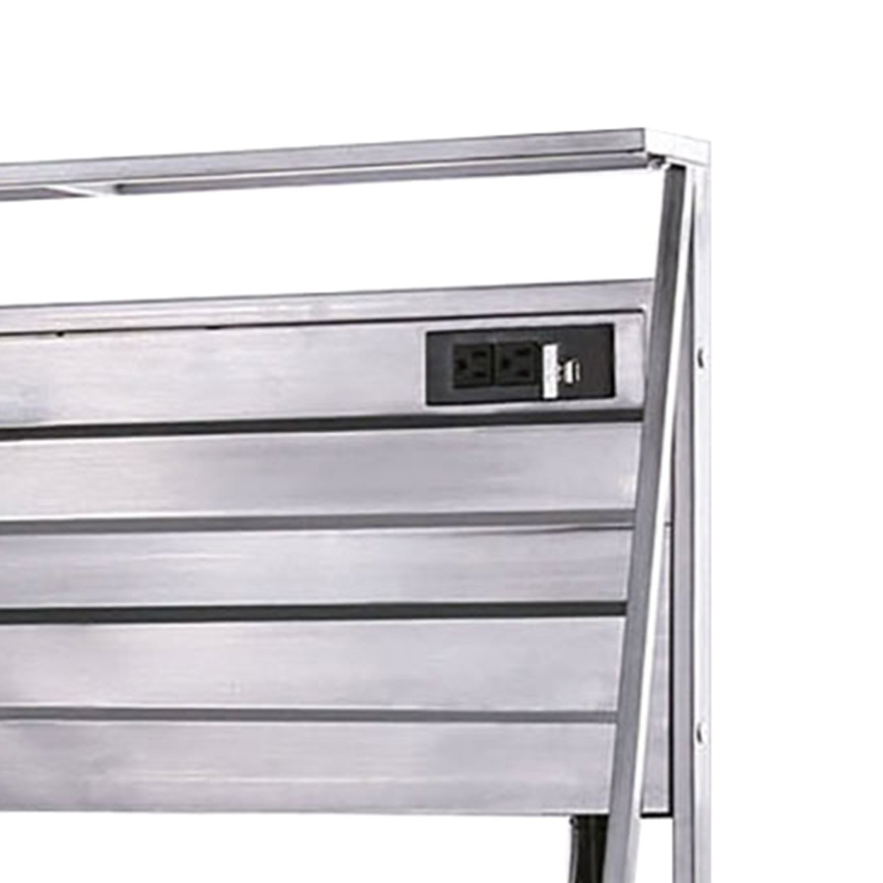 Corrugated Back Metal Frame Desk With USB Docks, Gray And Silver- Saltoro Sherpi